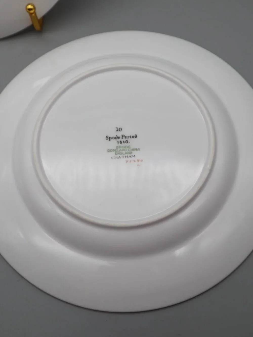 3 Vtg Spode Period 1810 Chatham Bone China Salad Plates Fruit Pattern Gold Trim
